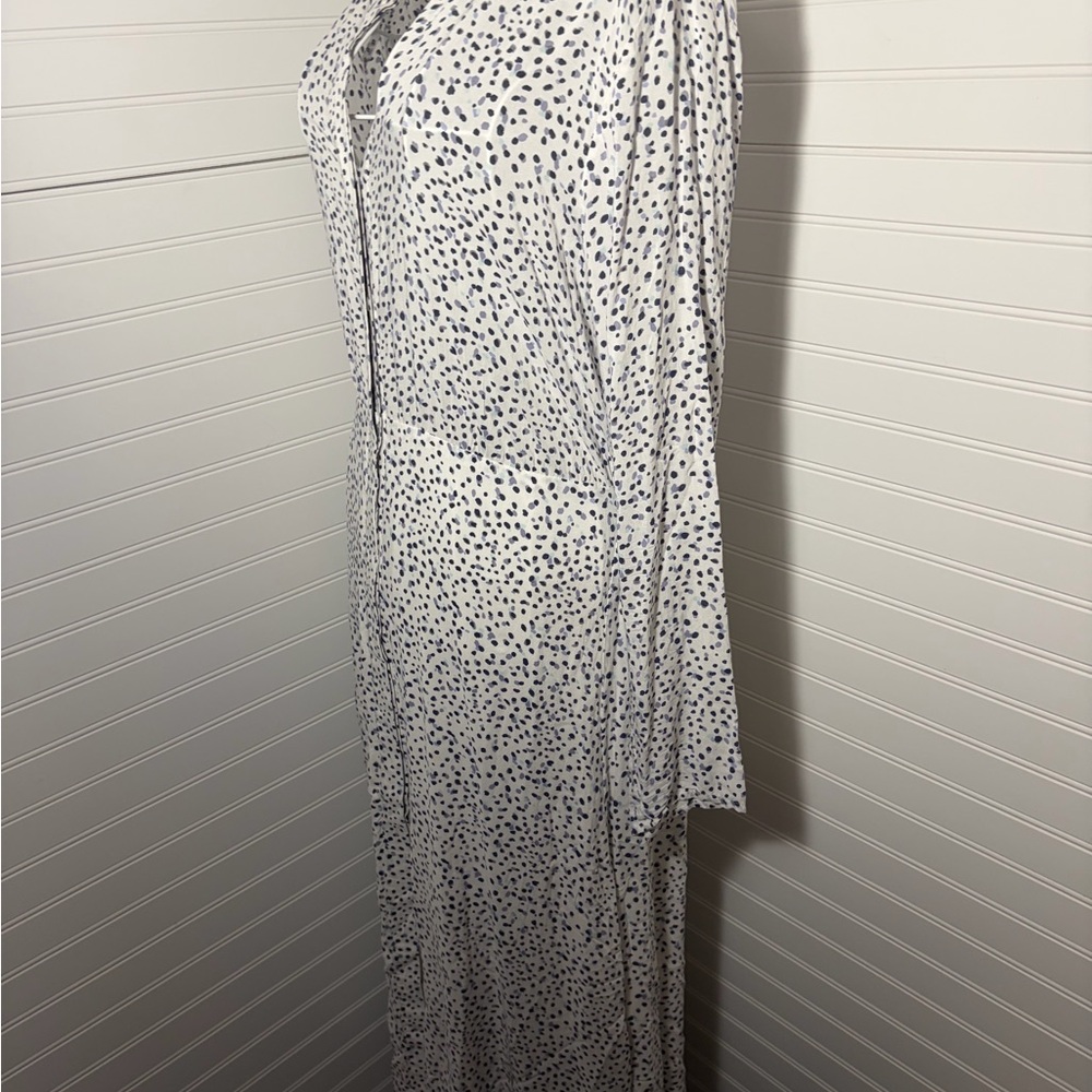 Anthropologie - Long Sleeve White Polka Dot Shirt Dress - Picture 10 of 11